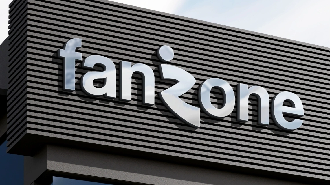 FanZone brand identity, logo on exterior signage