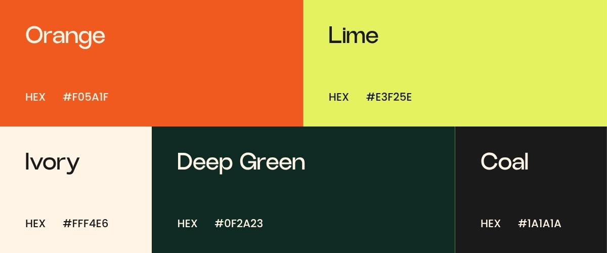 KOMA color palette and brand identity elements