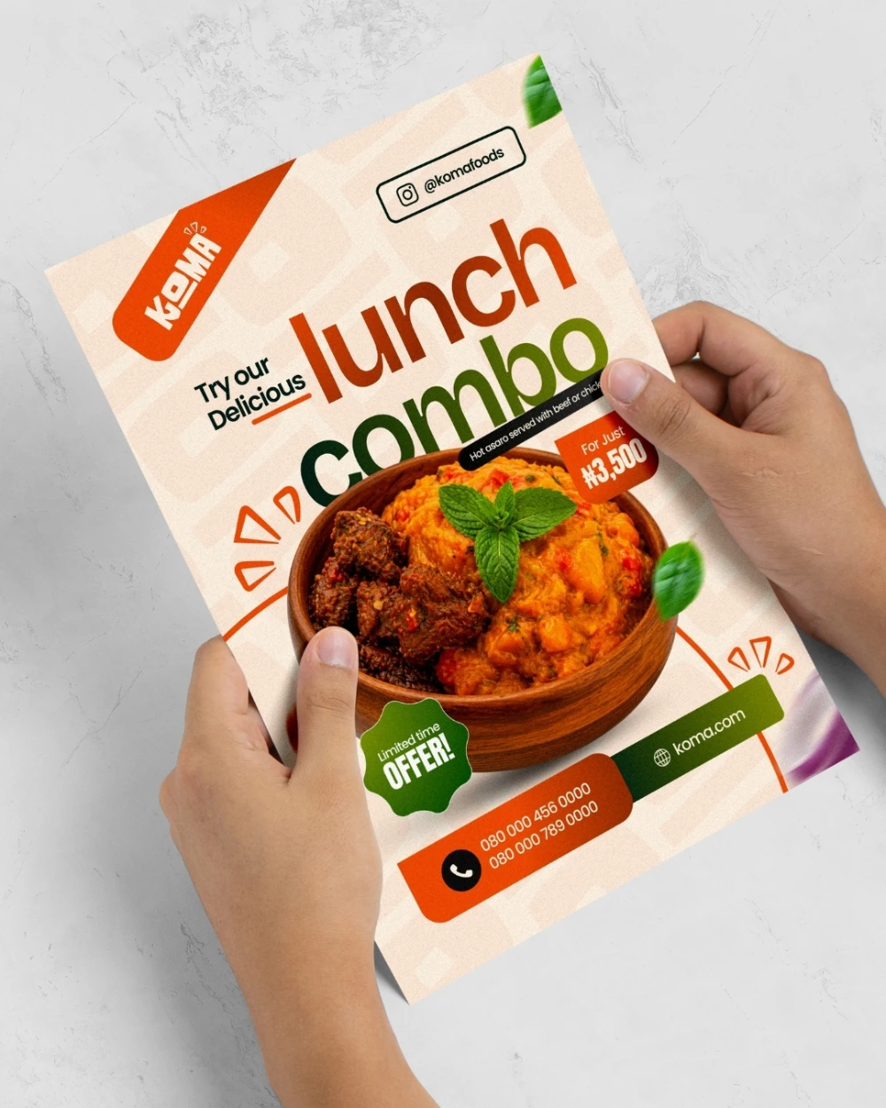 KOMA lunch combo flyer design