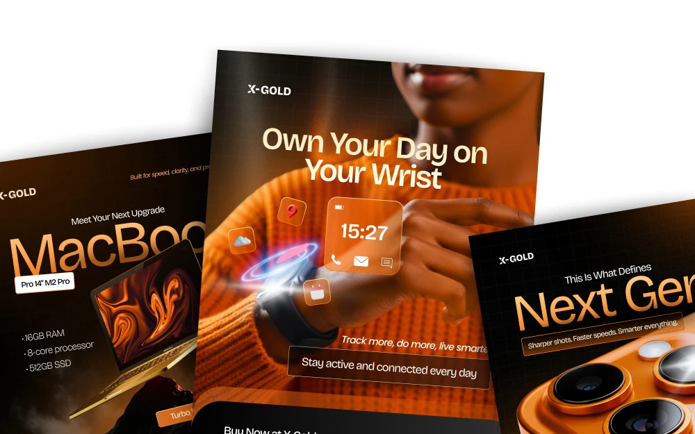 X-Gold Electronics social media designs